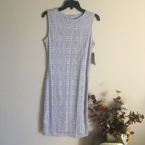 Sharagano Lavender Purple Lace Printed Dress NWT